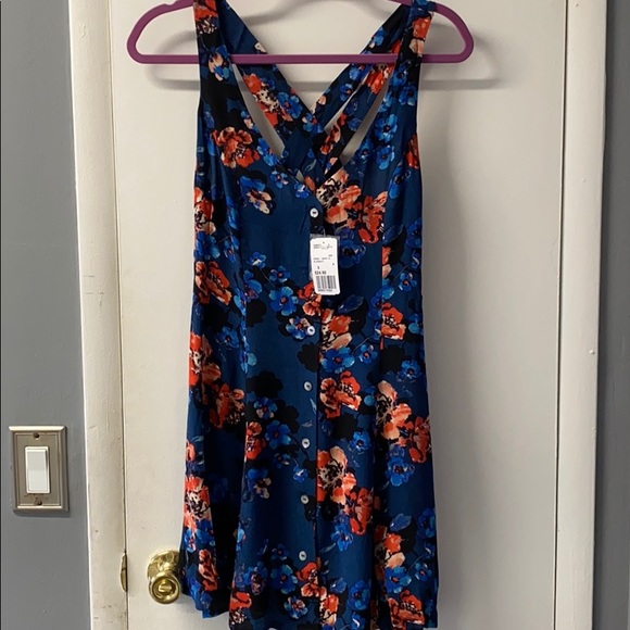 2 for $10 Forever 21 blue floral Strappy back dress - Picture 1 of 4